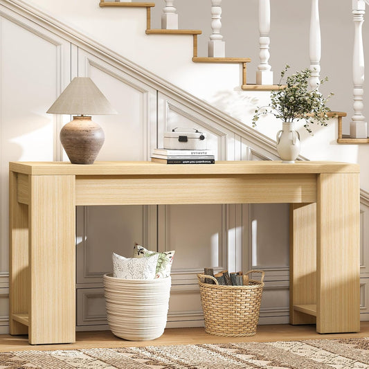 71" Extra Long Console Table, Wood Farmhouse Entryway Table, Plank and Beam Console Tables for Living Room, Entry, Entrance, behind Couch, Hallway, Foyer, Narrow Sofa Tables for Front Door