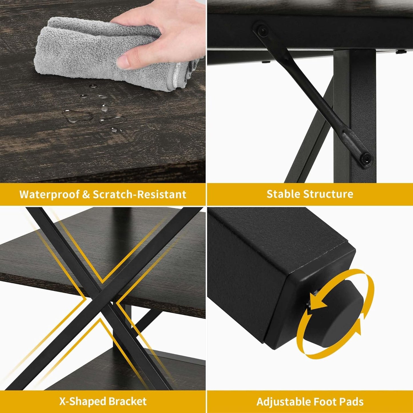 Dining Room Table 47 Inch Rectangle Dining Table for 4 People Farmhouse Rustic Kitchen Table with Storage Shelf and Heavy Duty Metal Legs for Home Apartment