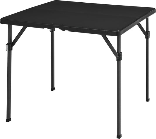 34 Inch Portable Folding Dining Table with Carrying Handle, Black, 33.9 X 29.1 X 33.9 Inch, Square