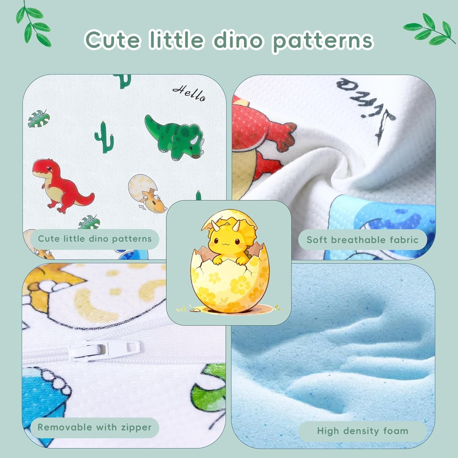 Trifold Pack and Play Mattress Portable Pack N Play Mattresses with Washable Cover Waterproof Travel Crib Mattress for Baby and Toddler Dinosaur Pattern - 38" X 26"