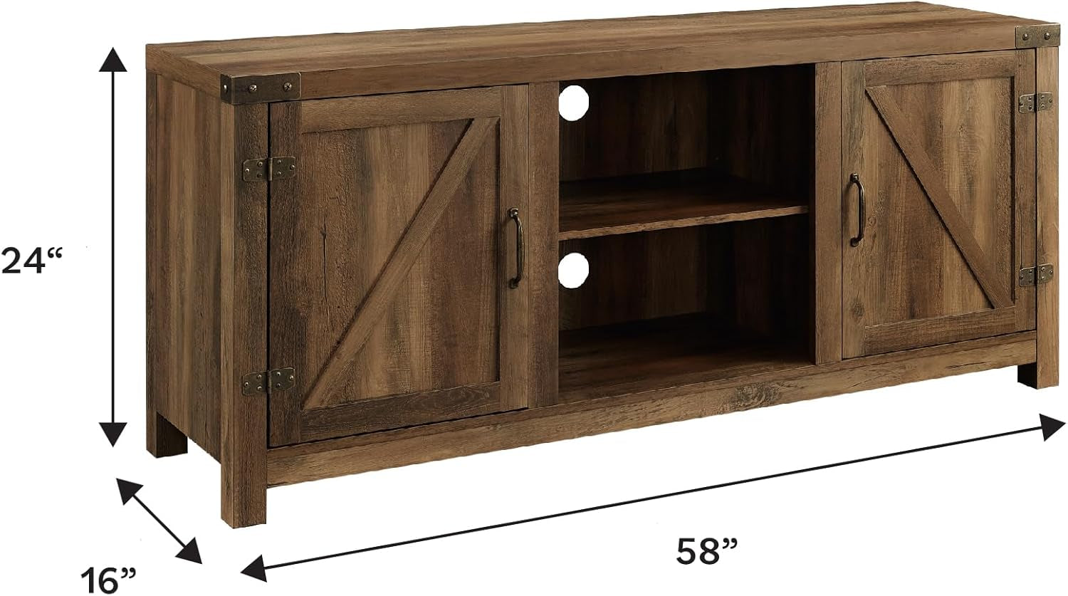 Georgetown Modern Farmhouse Double Barn Door TV Stand for Tvs up to 65 Inches, 58 Inch, Rustic Oak