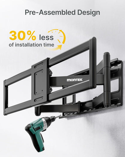 Heavy Duty XXL Full Motion TV Wall Mount for 60-120 Inch Extra Large Tvs, Holds 265 Lbs, Max VESA 900X600, 27.7" Extension, Swivel & Tilt, Preassembled, Fits 12–24" Studs, LED/LCD/OLED 4K/8K