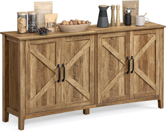 LIRY Collection - Storage Cabinet, Buffet Cabinet, Sideboard, Credenza, with Adjustable Shelves, for Living Room, Entryway, Honey Brown ULSC381T41
