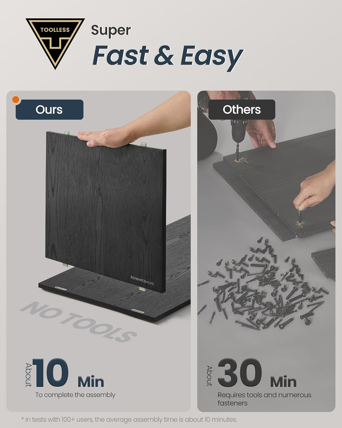 Cat Litter Box Enclosure, Superfast Toolless Assembly, Litter Box Furniture for Large Cats, Display Side Table, Push-To-Open Doors, Ebony Black and Somber Walnut UPCL013BE01S