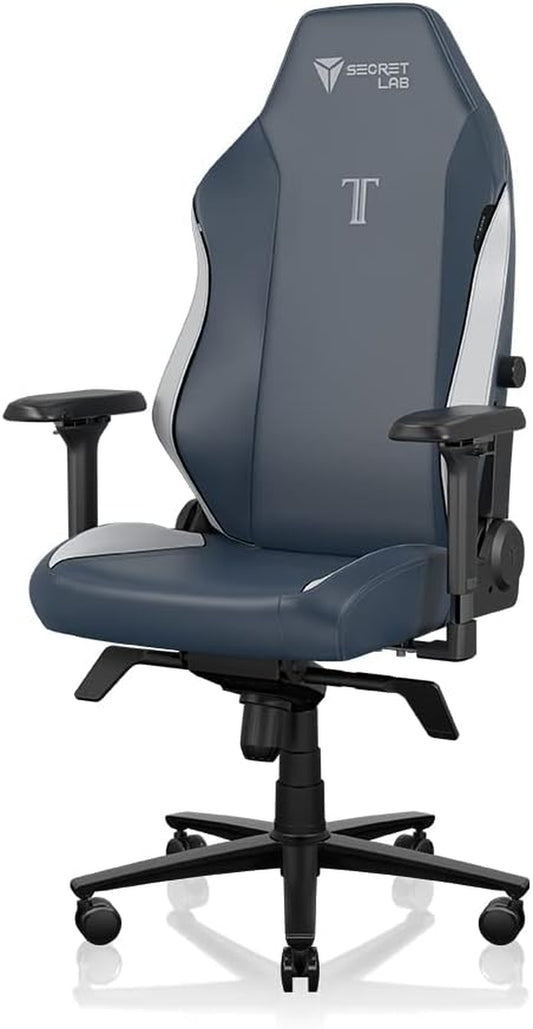 Titan Evo Royal Gaming Chair - Reclining, Ergonomic & Comfortable Computer Chair with 4D Armrests, Magnetic Head Pillow & 4-Way Lumbar Support - Blue - Leatherette
