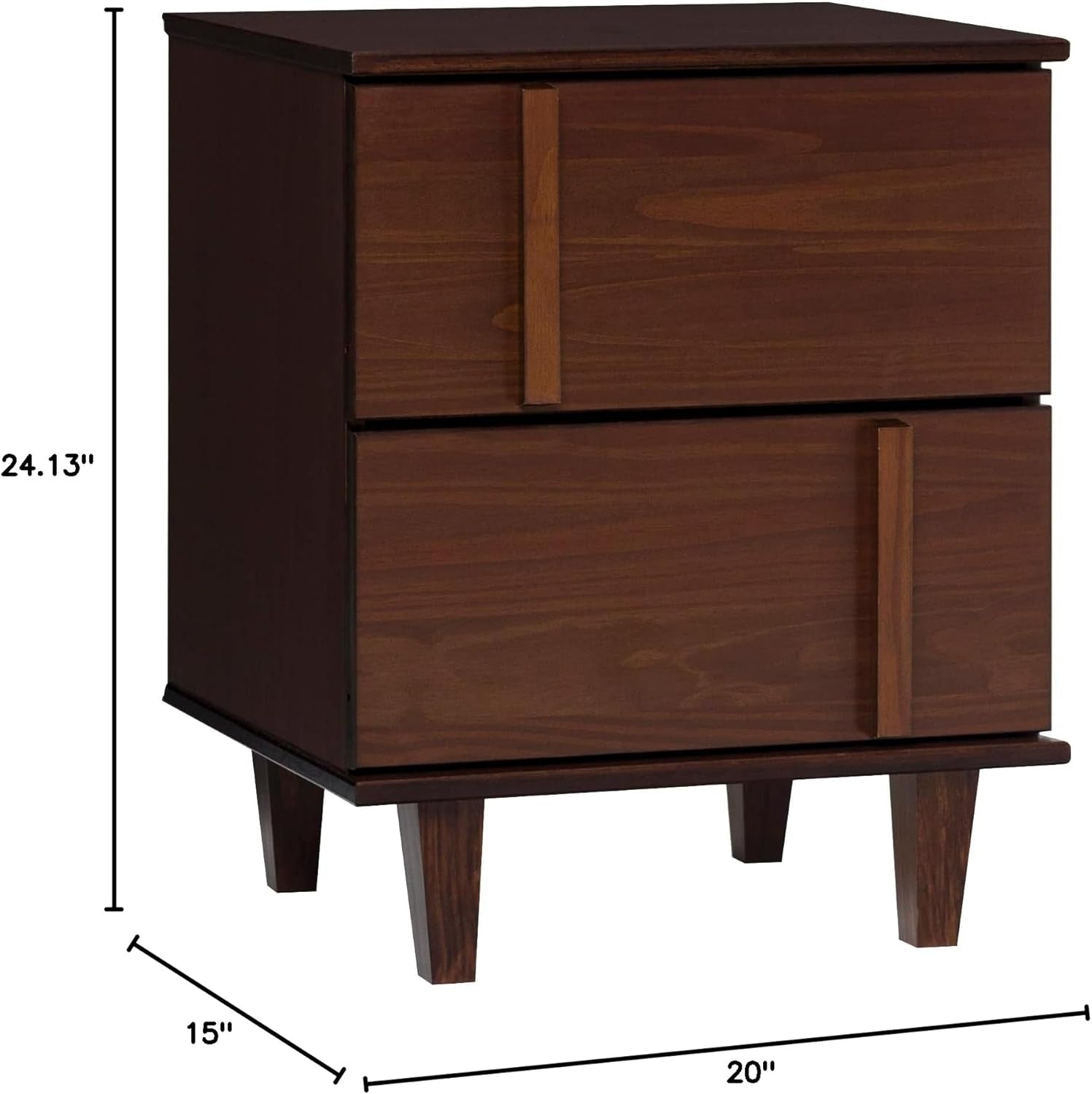 Sprague Contemporary Detailed Drawer Solid Wood Nightstand, 20 Inch, Walnut