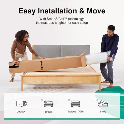 10 Inch Queen Size Mattress in a Box, Hypoallergenic & Back Pain Relief, Hybrid Queen Mattresses with Smarts Coils, Fiberglass Free Certipur-Us Certified Colchones No Box Spring Needed