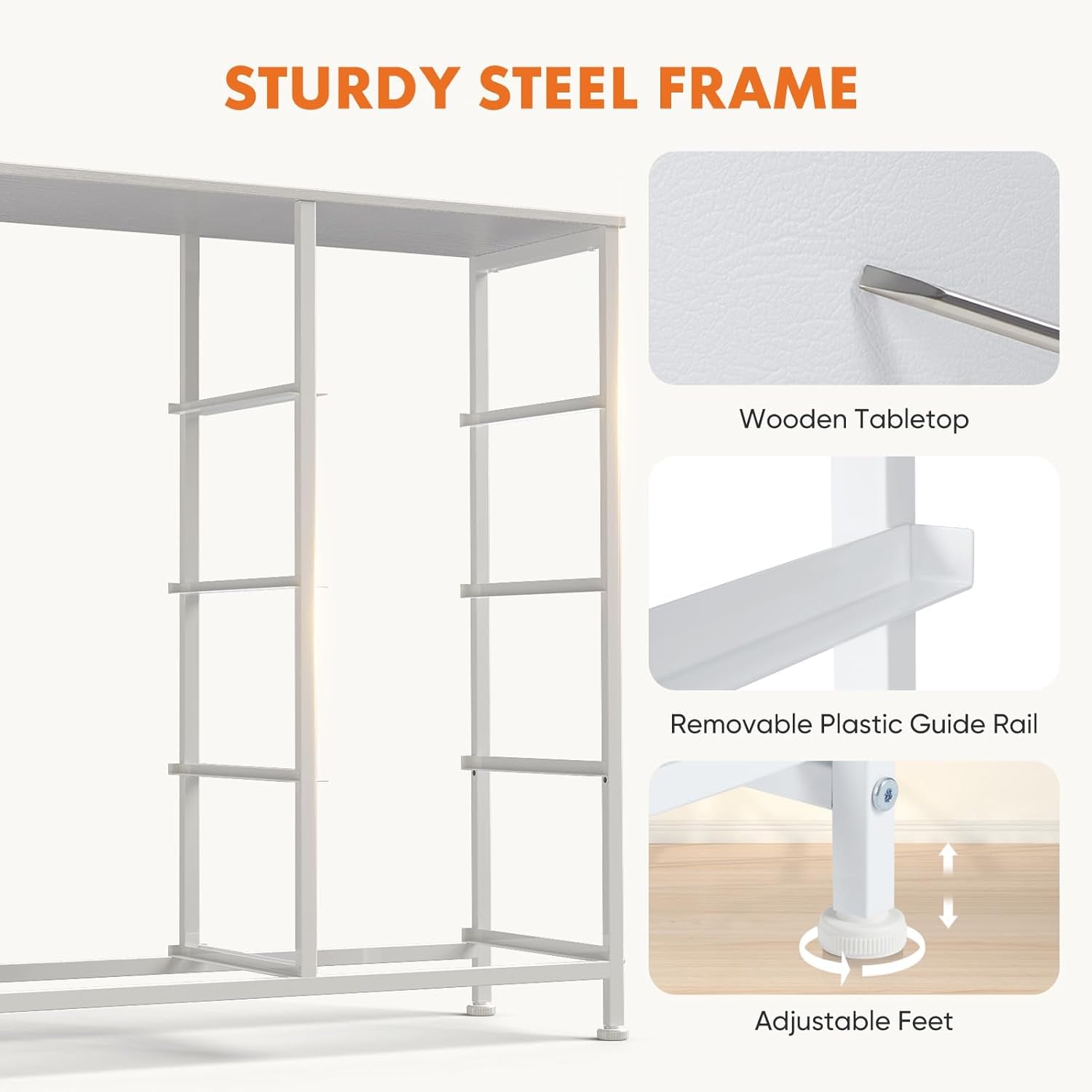 Dresser for Bedroom with 8 Drawers, Anti-Tip Tall Fabric Chests Storage Organizer Tower Furniture with Wooden Top Metal Frame for Clothes, Closet, Living Room, Hallway, Entryway