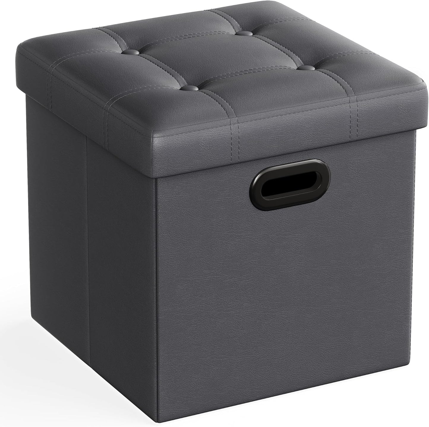 MAZIE Collection - 43 Inches Storage Ottoman Bench with Flipping Lid, Storage Chest with Iron Frame Support, Load 660 Lb, for Living Room, Bedroom, Synthetic Leather, Black ULSF75BK