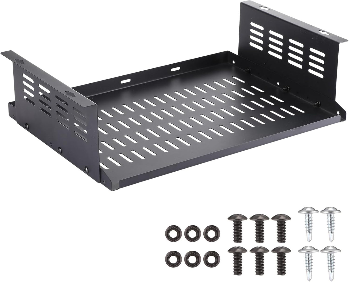 Under Desk Computer Mount for Small Form Factor SFF Computers and Pcs, Using Space 16.7" X H 4.75" X D 12" Mount Shelf Organizer for Office Home Workstation Gaming Stand up Desk