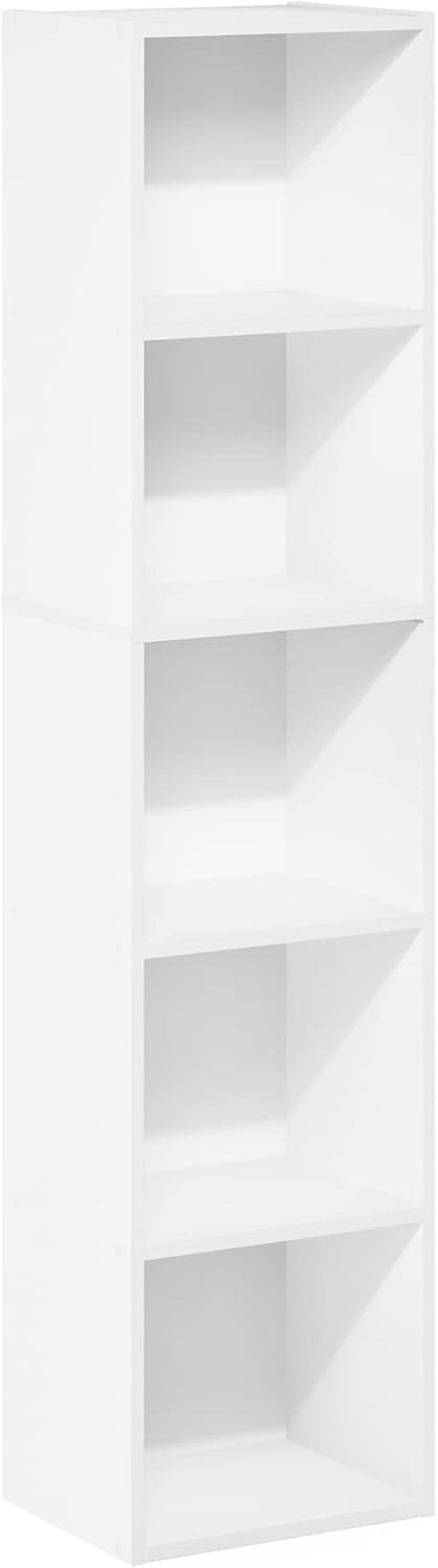 PASIR Book Shelf, 5-Tier Modern Bookshelf, Open Shelves Bookcase, 9 X 12 X 52, for Living Room, Bedroom, Home Office, Plain White