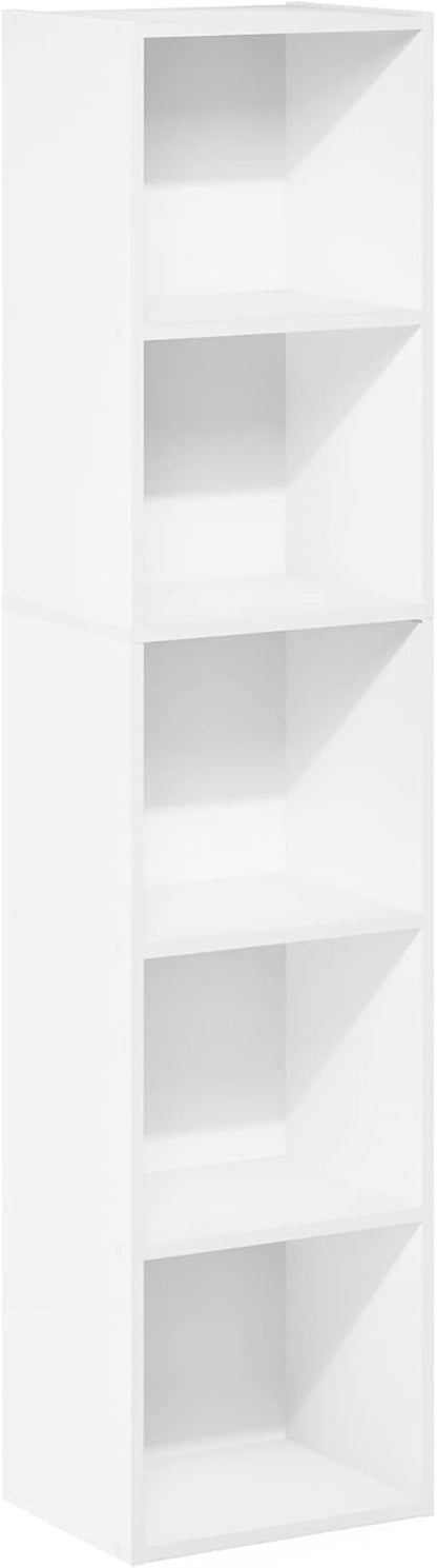PASIR Book Shelf, 5-Tier Modern Bookshelf, Open Shelves Bookcase, 9 X 12 X 52, for Living Room, Bedroom, Home Office, Plain White