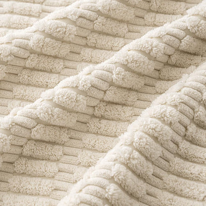 Pack of 4 Cream White Corduroy Christmas Decorative Throw Pillow Covers 18X18 Inch Soft Boho Striped Pillow Covers Modern Farmhouse Home Decor for Sofa Living Room Couch Bed