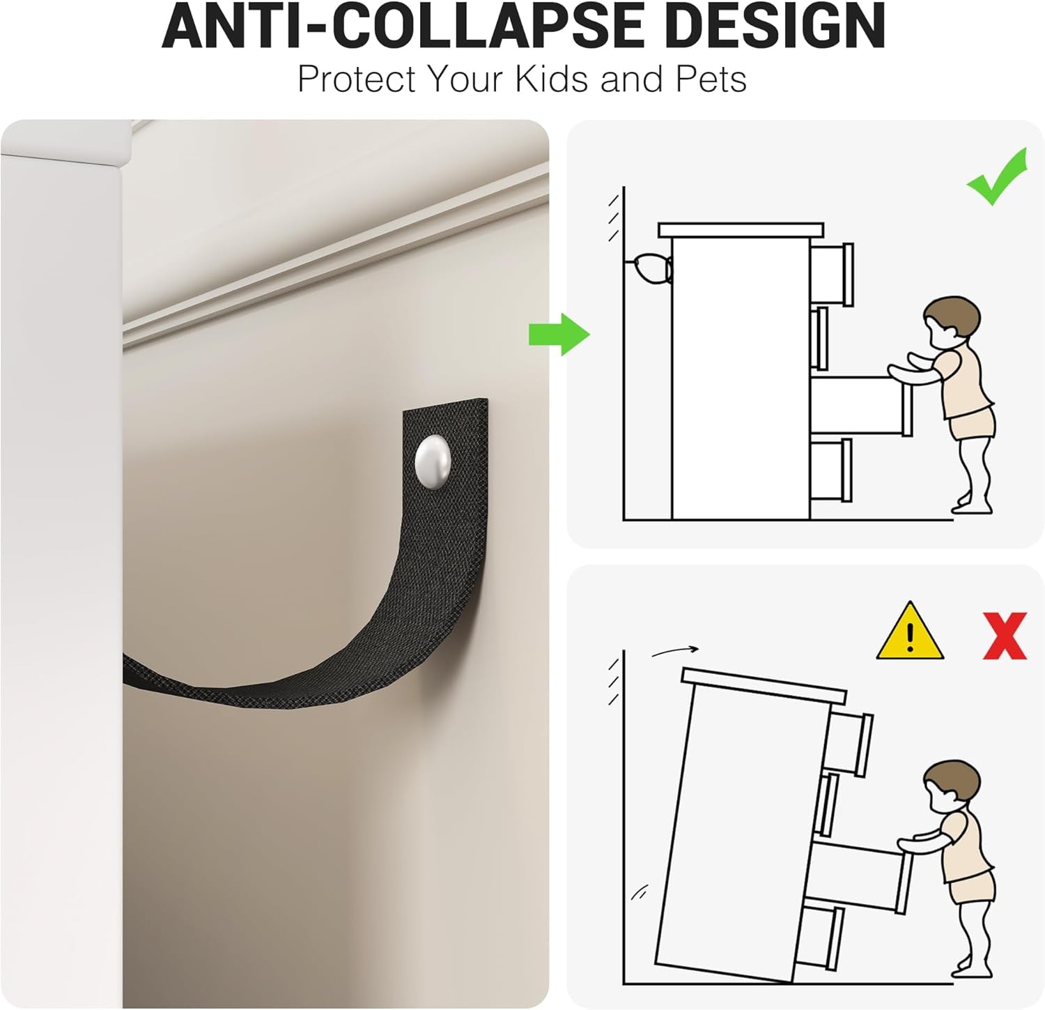 6 Drawer Dresser, Modern Wooden Chest of Drawers with Gold Handles, Deep Drawers for Bedroom, Living Room and Entryway, White