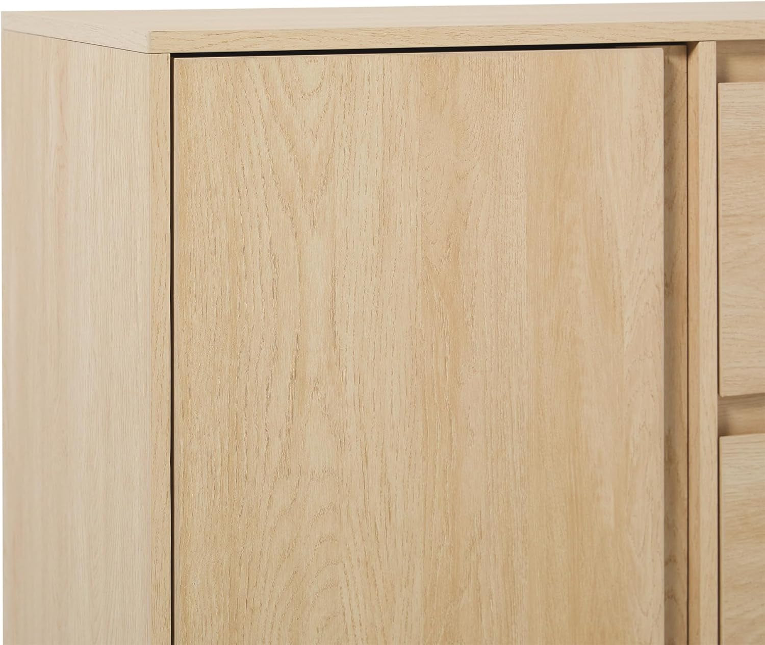 Modern Beveled 2-Door, 2-Drawer Sideboard, 63 Inch, Coastal Oak