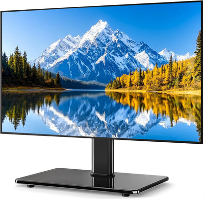 Universal Swivel TV Stand for 27-60 Inch Curved/Flat Screen Tvs, Table Top TV Base Replacement Holds up to 88 Lbs, Height Adjustable TV Stand Mount with Tempered Glass Base, MAX VESA 400X400Mm
