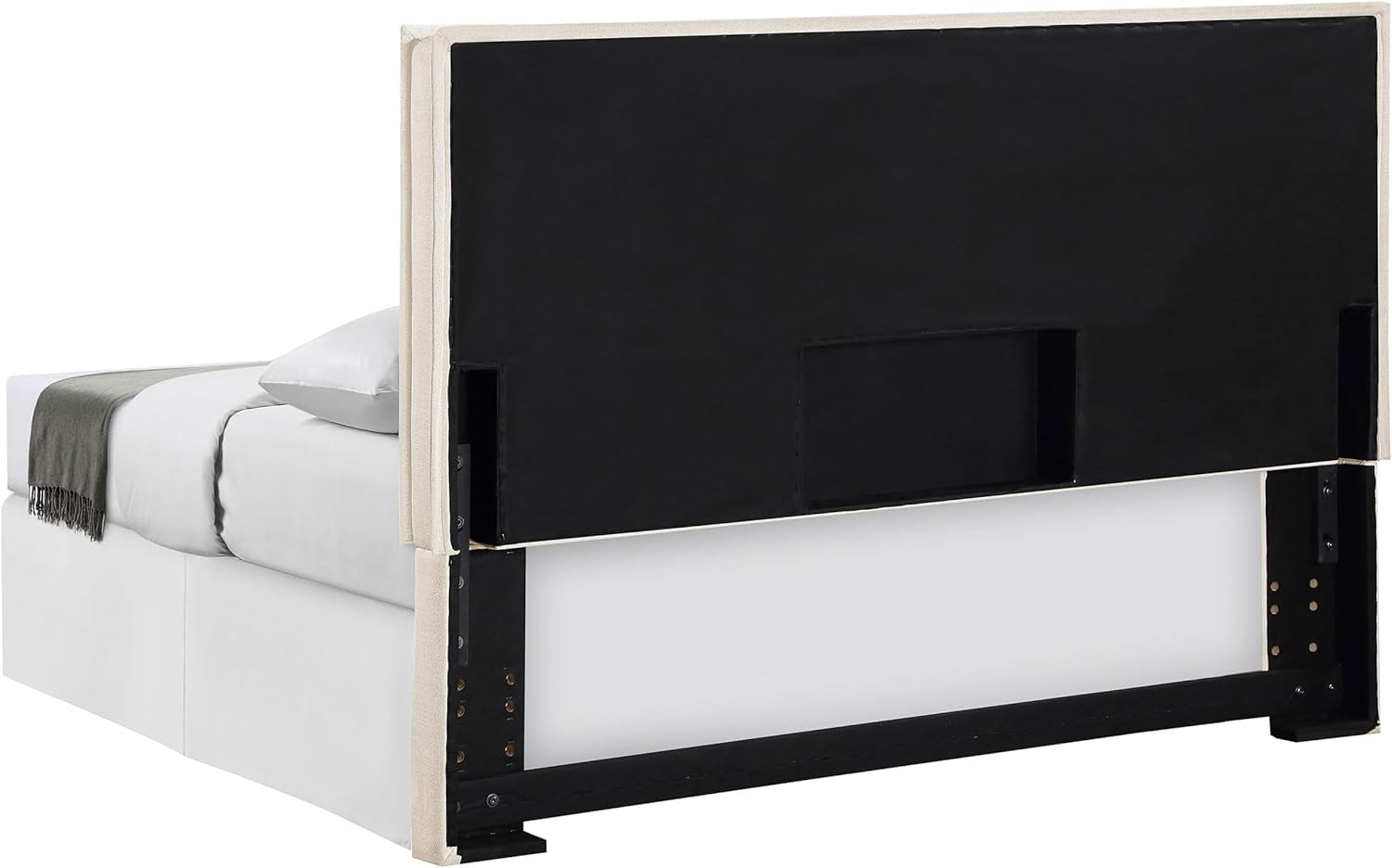 Home Furnishings - Izzy - Wood - Upholstered Panel Headboard with Flange Details, Foam Padding and Contemporary Style - Bedroom - Eastern/California King Size - Sand - 315985K