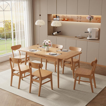 Solid Wood Extendable Dining Table for 4-8 People with Seamless Extension from 47.2 to 63 Inches, Easy Assembly, Expandable Tables for Small Spaces, Dining Room, Kitchen, Living Room, White