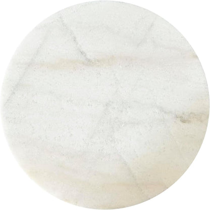 Nature Marble Drink Table, Pedestal Table, Small round Side Table, Martini Table for Living Room, Bathroom, Small Space, White