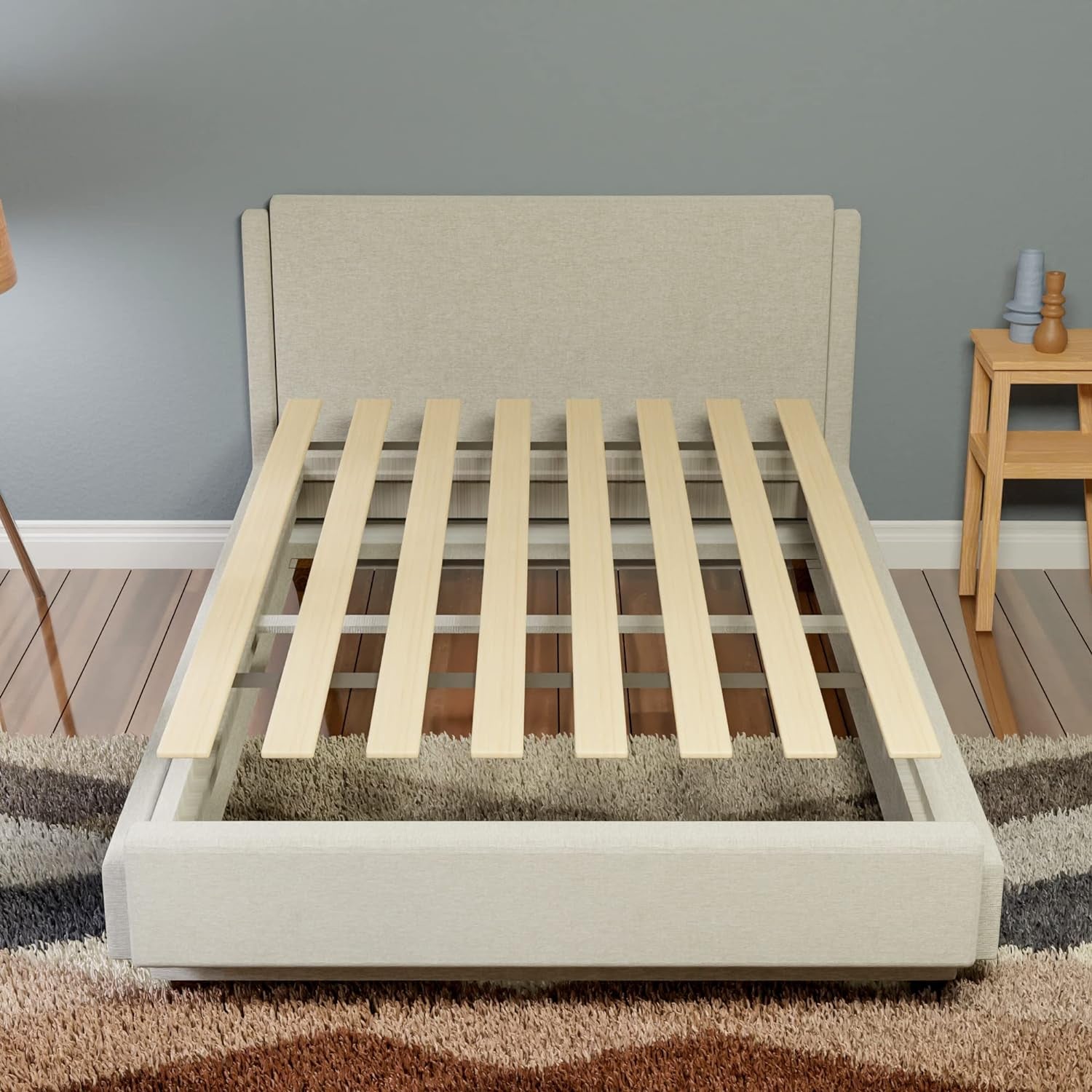 , 0.68-Inch Heavy Duty Vertical Mattress Support Wooden Bunkie Board/Bed Slats, Twin, Beige