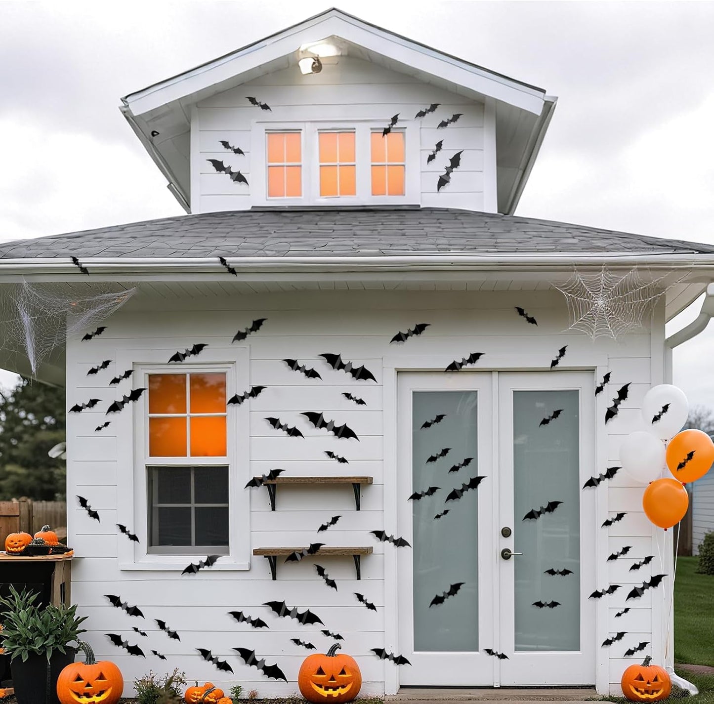 140Pcs Bats Halloween Decor, Spooky Halloween Party Supplies Stickers, 3D Bats Wall Decal, Cute Halloween Decorations Indoor for Bedroom, Bathroom, Home, Door, Window, Office