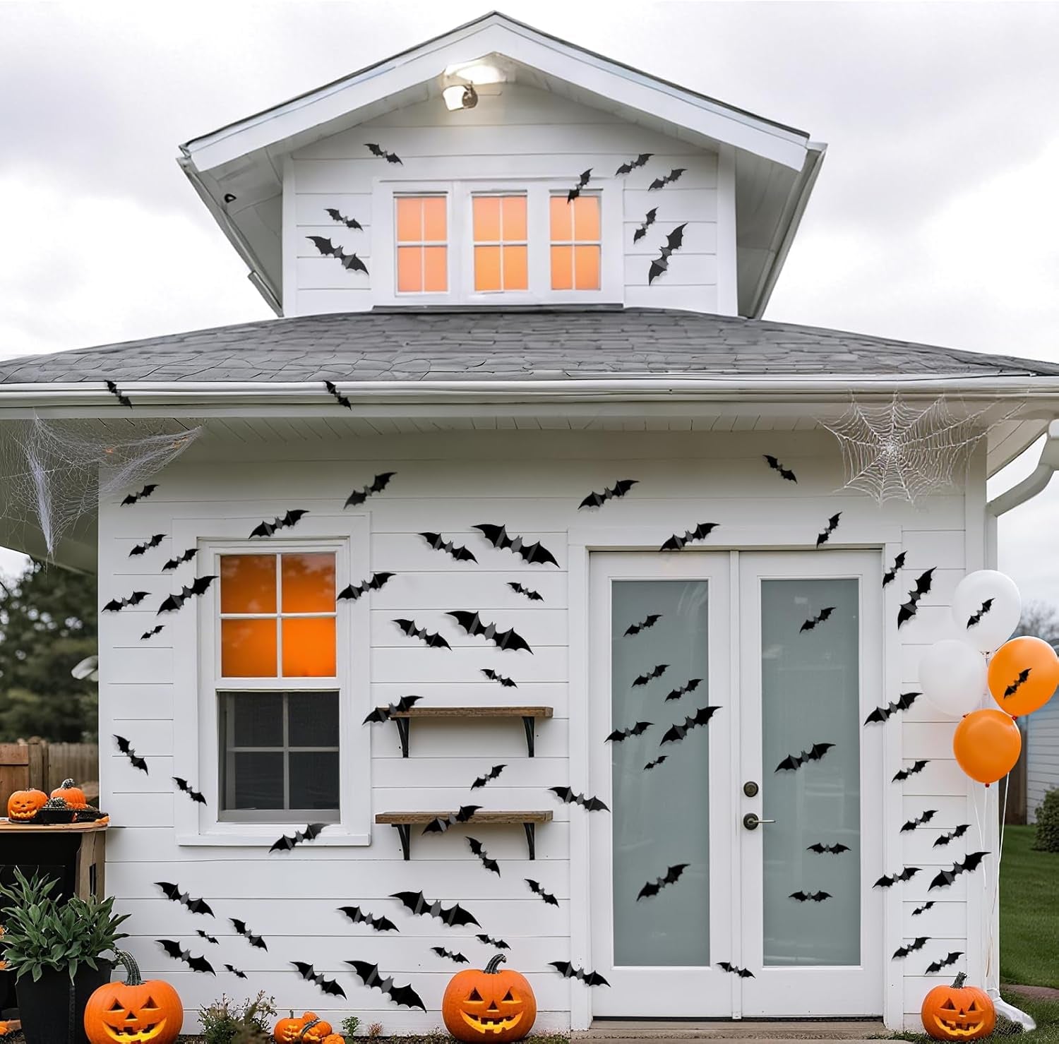 140Pcs Bats Halloween Decor, Spooky Halloween Party Supplies Stickers, 3D Bats Wall Decal, Cute Halloween Decorations Indoor for Bedroom, Bathroom, Home, Door, Window, Office