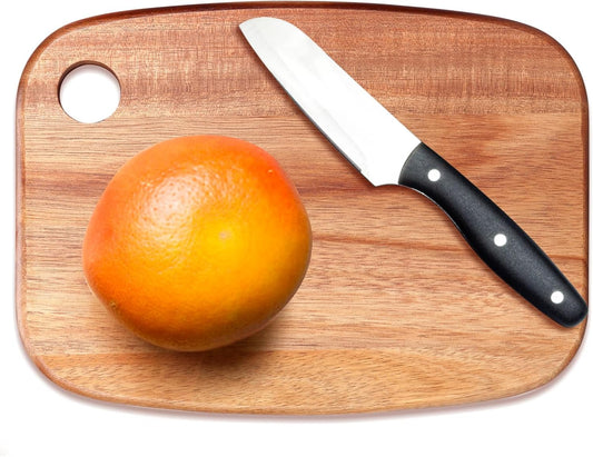 Small Acacia Wood Cutting Boards for Kitchen with Hanging – Mini Wooden Cutting Board for Vegetables, Fruit, Bread, Meat - BPA Free, 9" X 6.5"