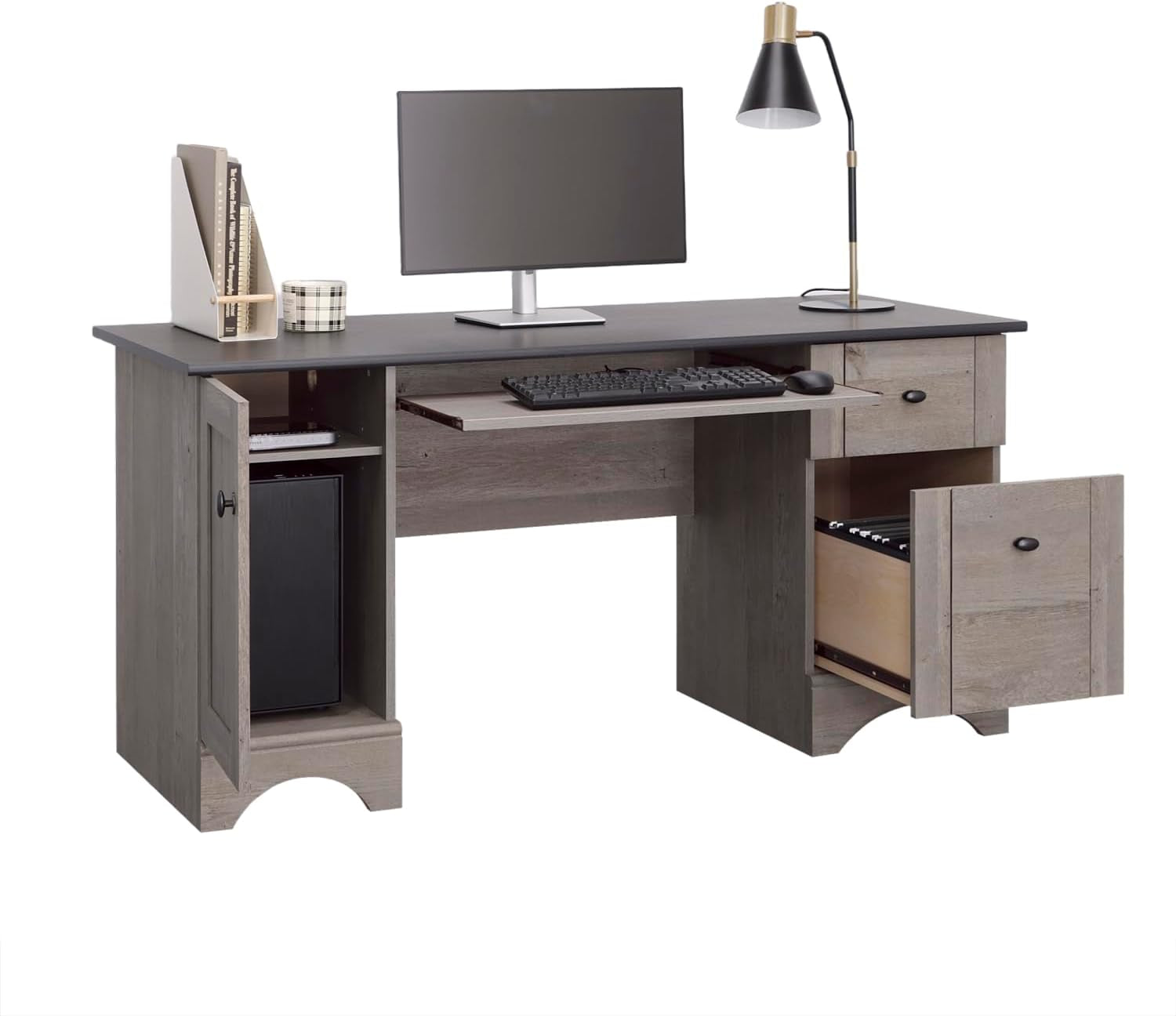 Computer Desk Engineered Wood Brown Designed for Efficient Home Office Use with a Stylish Brown Finish Home Offices, Study Areas Compact Design