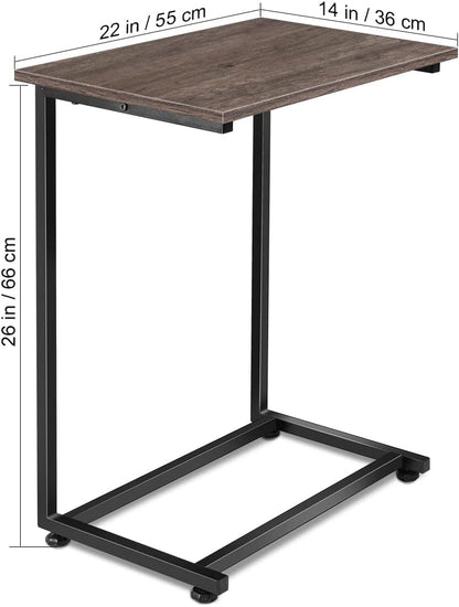 Sofa Side Table Couch End: C Shaped Table That Slide under for Small Spaces Bedside Living Room - Narrow C Tray Laptop Rustic Grey C Shaped End Table-3 C Shaped End Table-3