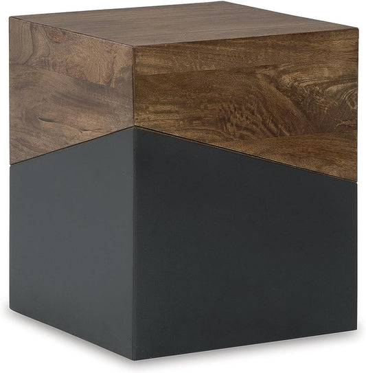 Trailbend Eclectic Accent End Table, Brown & Gunmetal