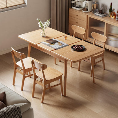 Solid Wood Extendable Dining Table for 4-8 People with Seamless Extension from 47.2 to 63 Inches, Easy Assembly, Expandable Tables for Small Spaces, Dining Room, Kitchen, Living Room, Black