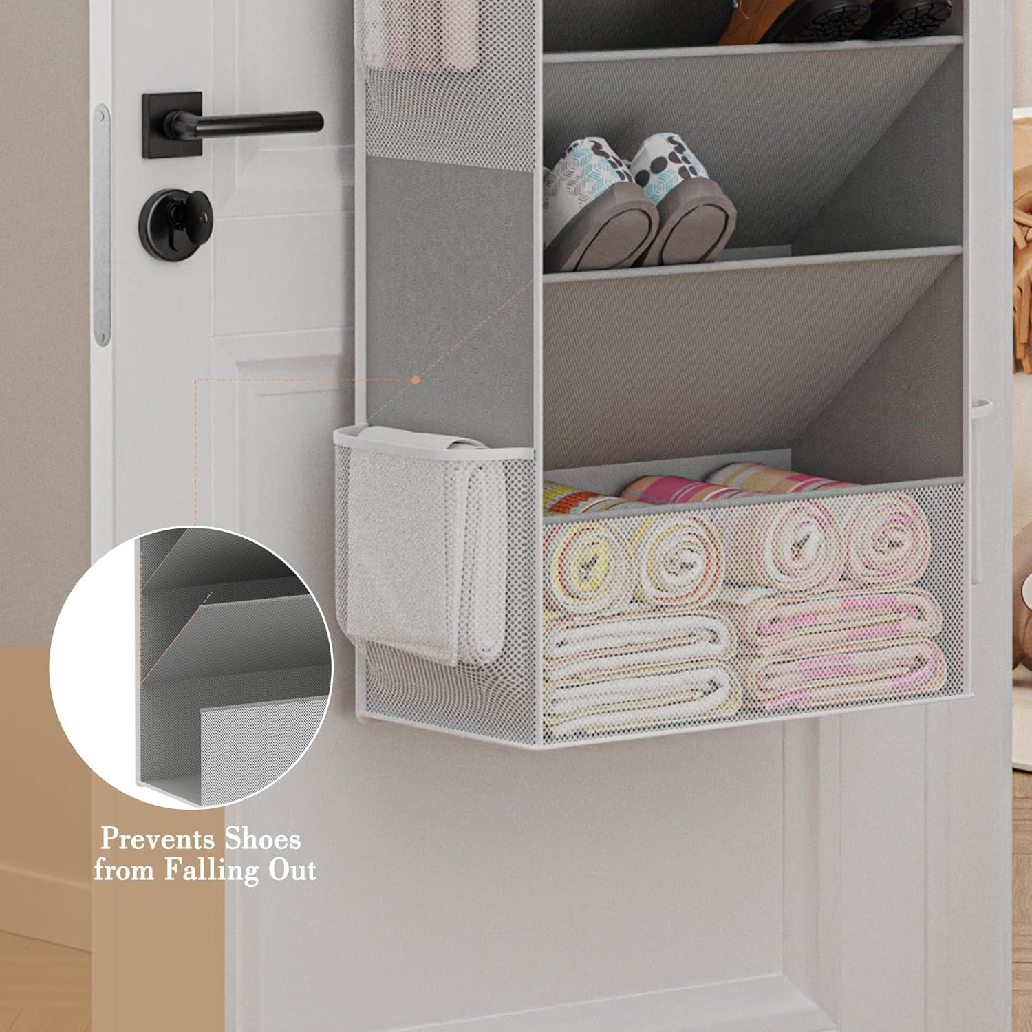 Shoe Organizer, over the Door Shoe Organizer, Hanging Closet Shoe Storage with Large Deep Pockets, Fits 16–24 Pairs of Sneakers, Sandals, Boots, Gray
