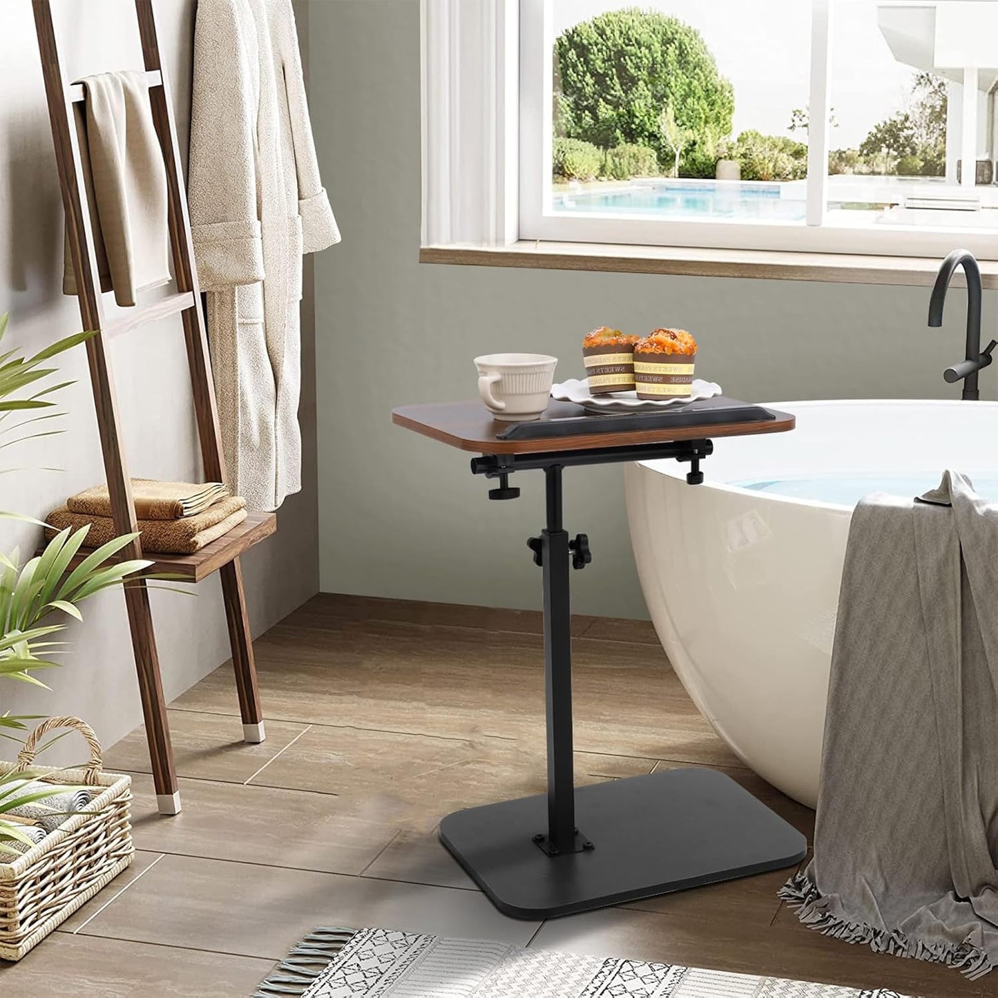 Sofa Tray Table - Folding Swivel Laptop Desk for Couch, Bed, Recliner, Portable Multi-Angle Armrest Tray (15.7"X11.8") 360° Rotating Height Adjustable