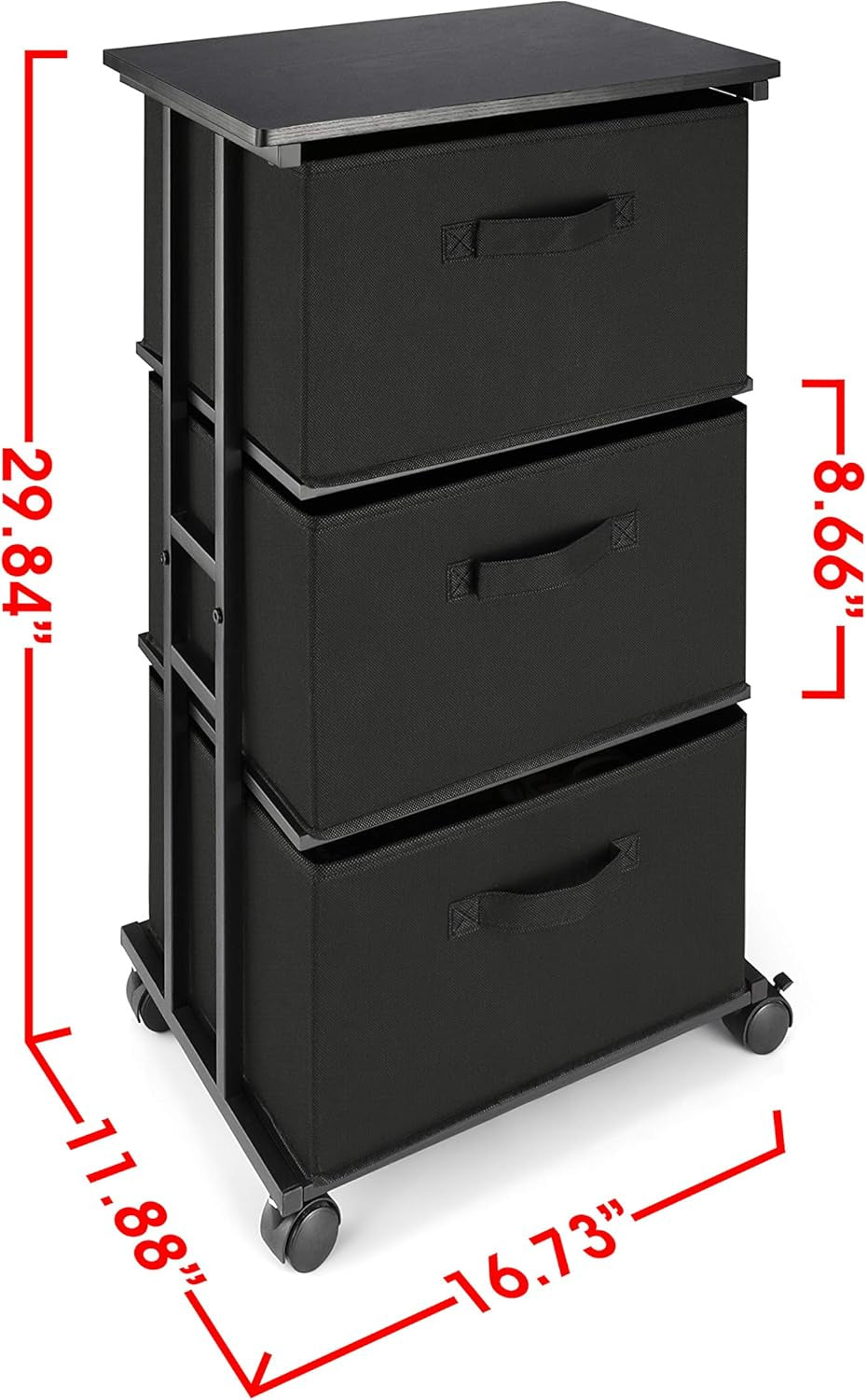 Dresser Storage with 3 Drawers, Fabric Dresser Tower, Vertical Storage Unit for Bedroom, Closet, Office, Black