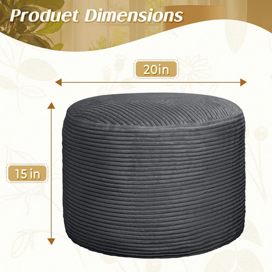 round Ottoman Foot Rest Pouf for Living Room Couch - Soft Plush Hassock