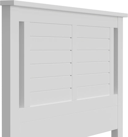 Serene Poplar Wood Full Size Headboard in White, Modern Farmhouse Panel with Horizontal Scoring, Casual Coastal Style, Easy Assembly, Quality Materials