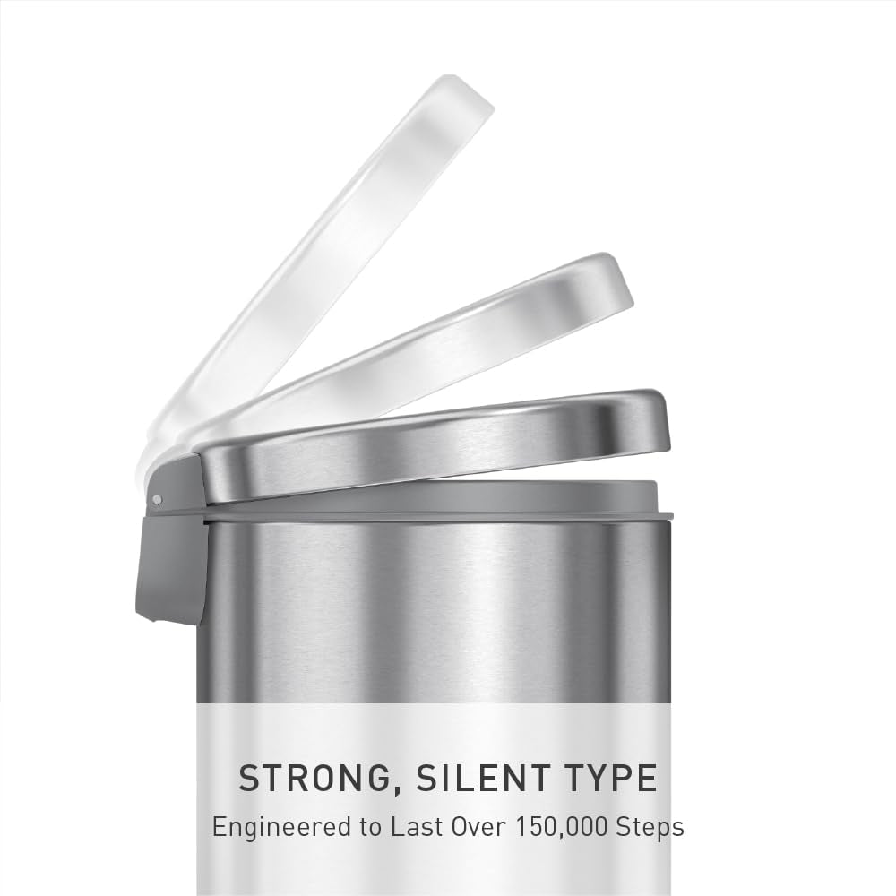 4.5 Liter / 1.2 Gallon round Bathroom Step Trash Can, Brushed Stainless Steel