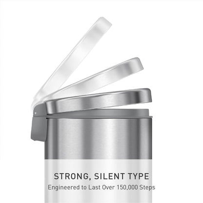 4.5 Liter / 1.2 Gallon round Bathroom Step Trash Can, Brushed Stainless Steel
