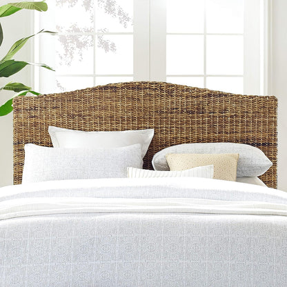 Handwoven natural rattan king bed headboard, view 6