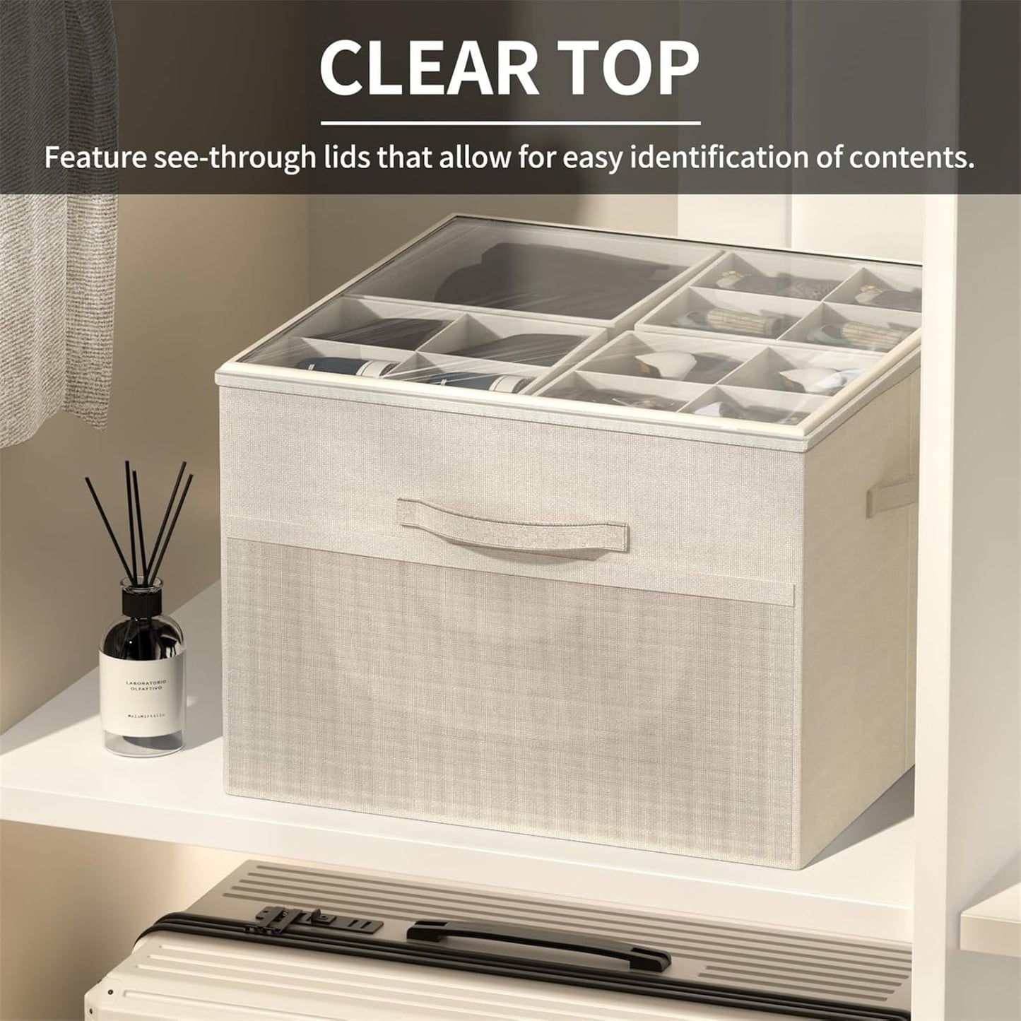 Shoe Organizer for Closet,2 Pack Foldable Shoe Storage Organizer Box Bin with Adjustable Dividers and Clear Cover, Fits up to 16-32 Pairs