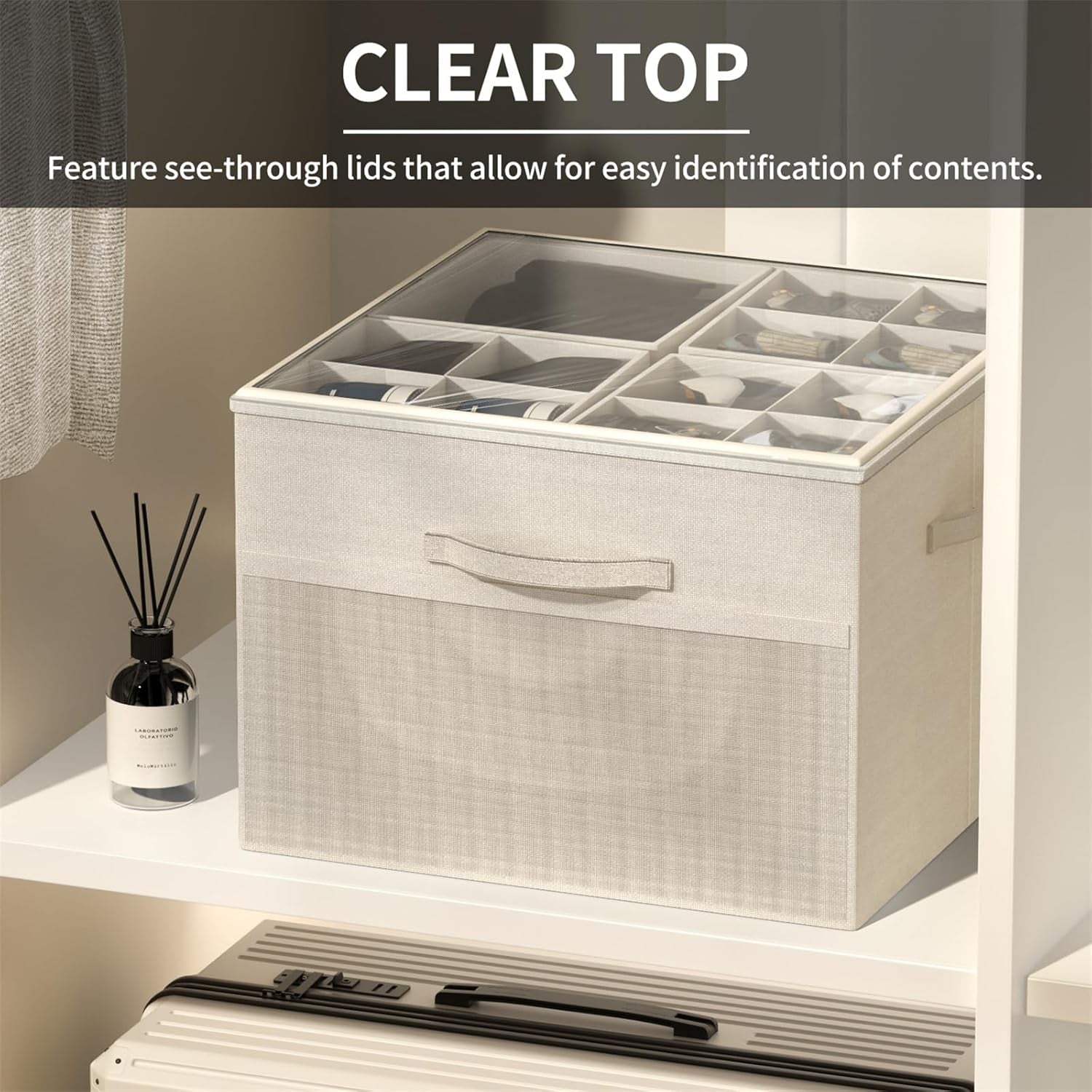 Shoe Organizer for Closet,2 Pack Foldable Shoe Storage Organizer Box Bin with Adjustable Dividers and Clear Cover, Fits up to 16-32 Pairs