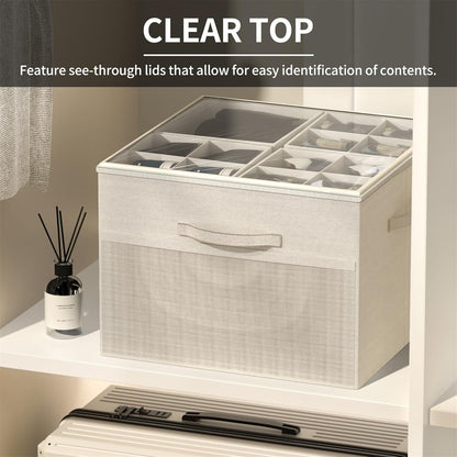Shoe Organizer for Closet,2 Pack Foldable Shoe Storage Organizer Box Bin with Adjustable Dividers and Clear Cover, Fits up to 16-32 Pairs