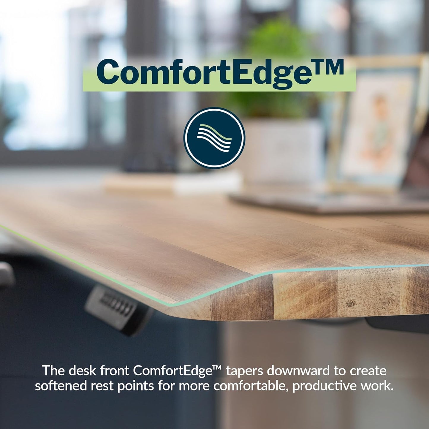 Comfortedge 60X30 Inch Adjustable Electric Standing Desk – Sit Stand desk with Memory Presets, Sloped Edge, 200 LB Capacity + Tool-Free Assembly (Reclaimed Wood)