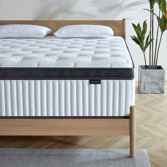 Queen Mattress, 12 Inch Mattresses Queen Size in a Box, Individually Wrapped Pocket Spring Mattresses,Pressure Relief, Medium Firm Support, Breathable and Low Motion Transfer