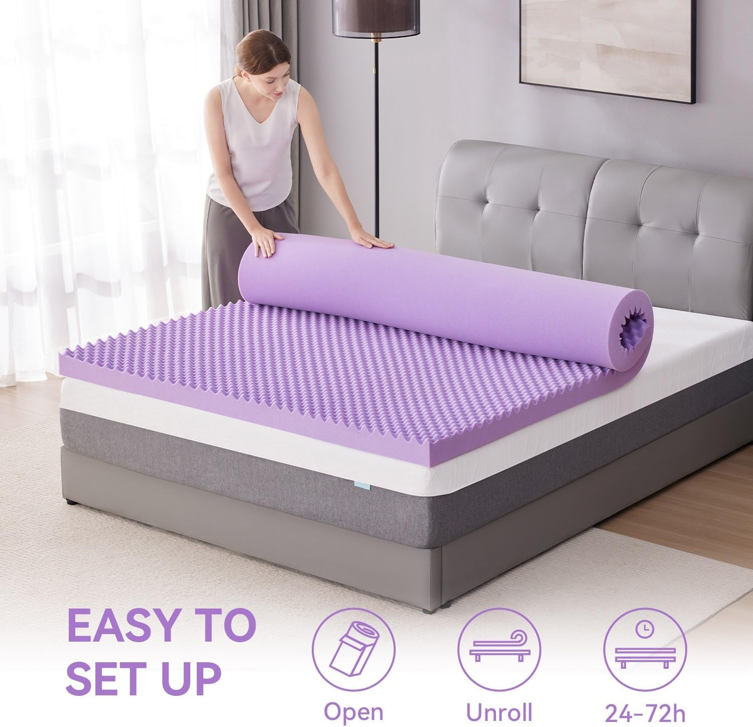 2 Inch Egg Crate Memory Foam Mattress Topper Twin Size, Soft Mattress Pad for Back Pain Relief, Bed Topper, Certipur-Us Certified