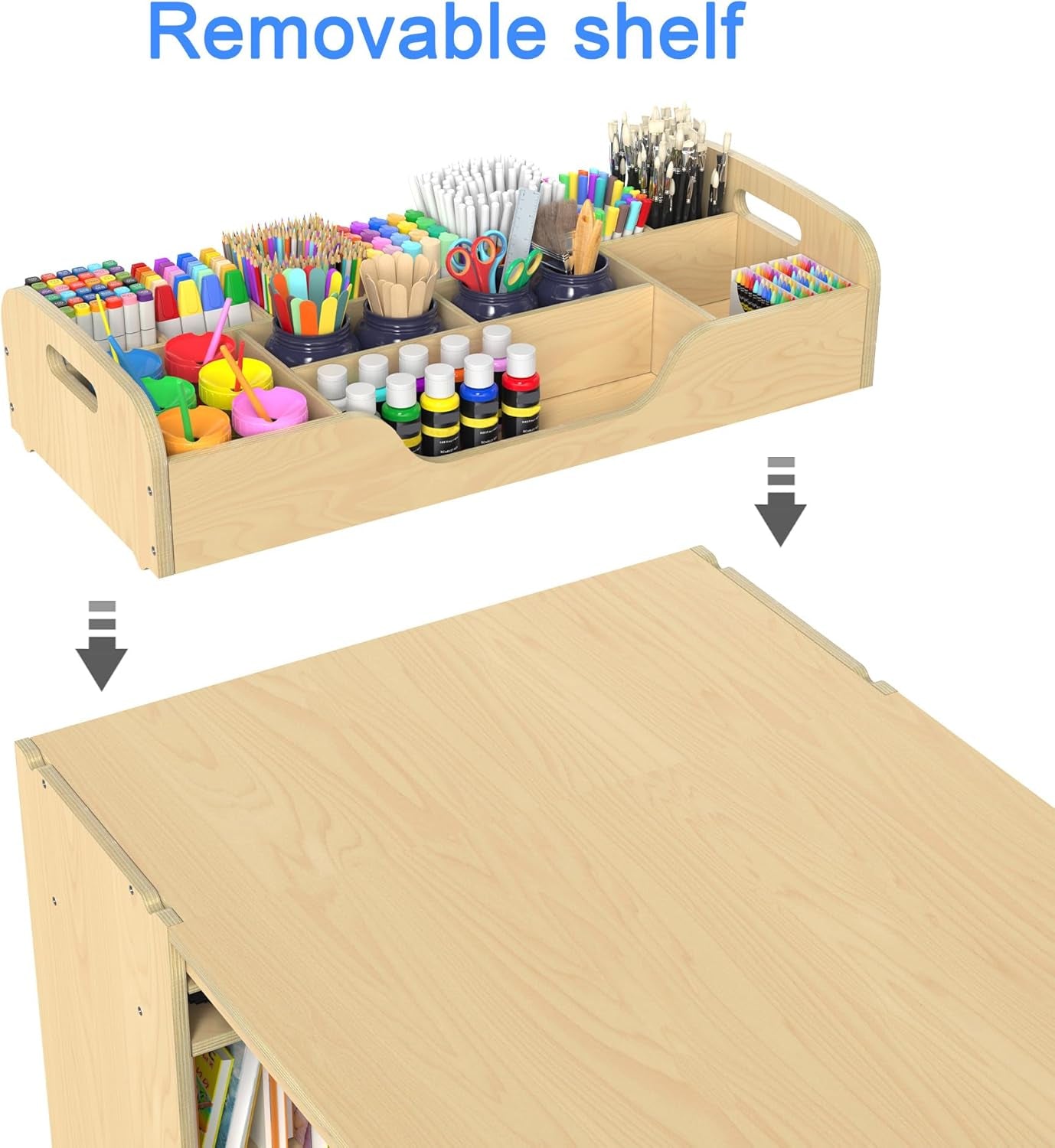 Kids Art Table and Chairs Set, Craft Desk with Large Storage and Portable Art Supply Organizer for Children Ages 8-12, 47" L X 30" W
