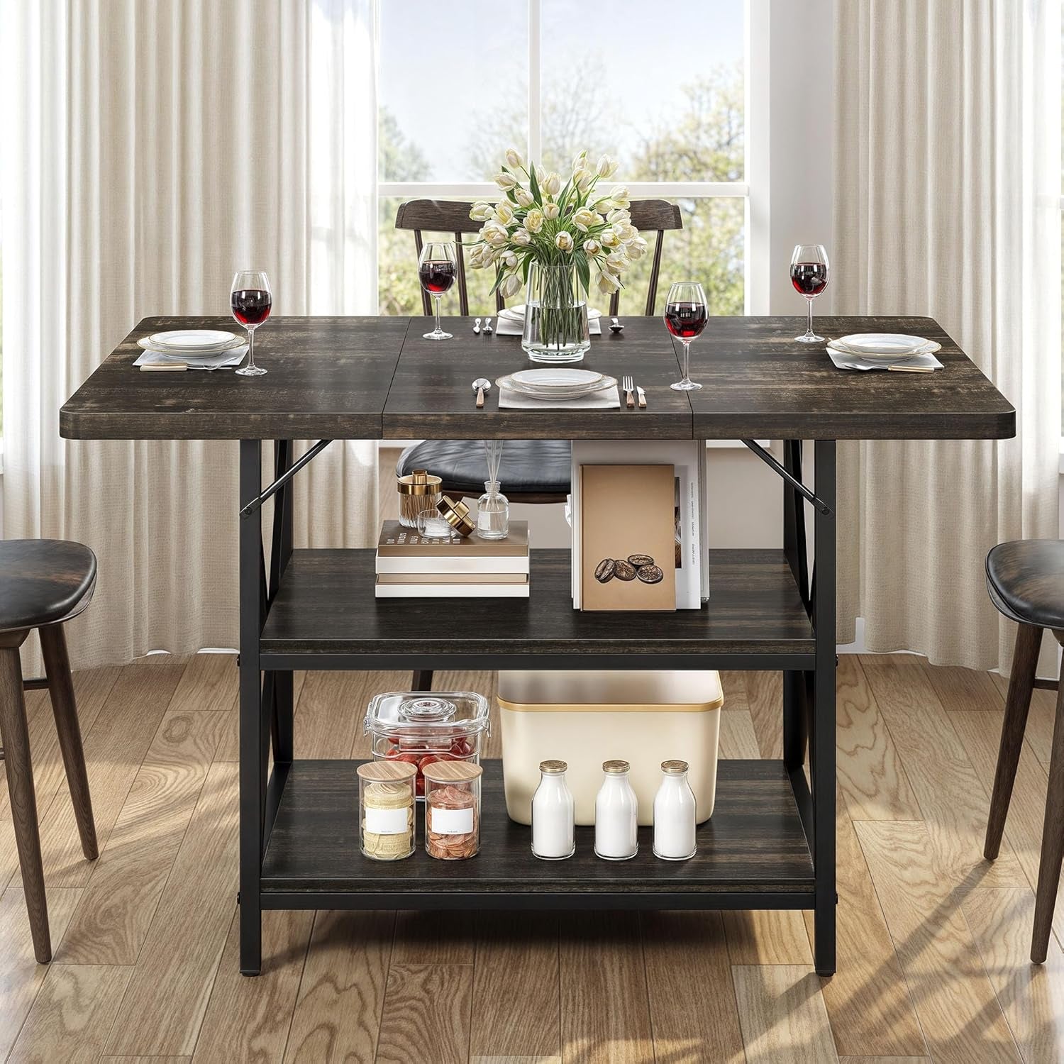 Dining Room Table 47 Inch Rectangle Dining Table for 4 People Modern Kitchen Table White Marble Dinner Table with Storage Shelf and Glod Metal Legs for Home Apartment White and Gold