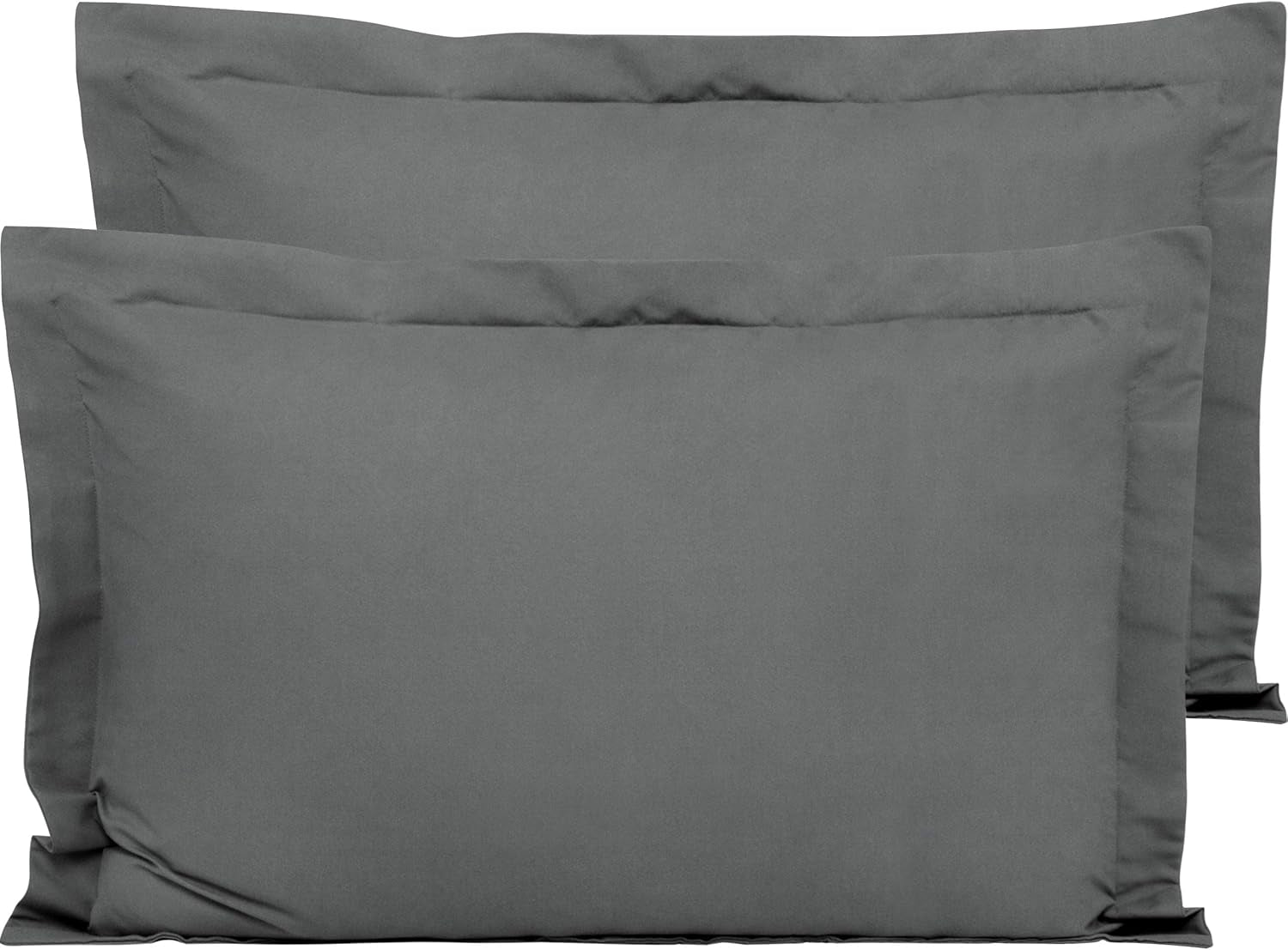Microfiber King Pillow Shams Set of 2, Fade, Wrinkle and Shrinkage Resistant Soft Pillow Covers with Envelope Closure Euro Sham Covers (Dark Grey, 20X36 Inches)