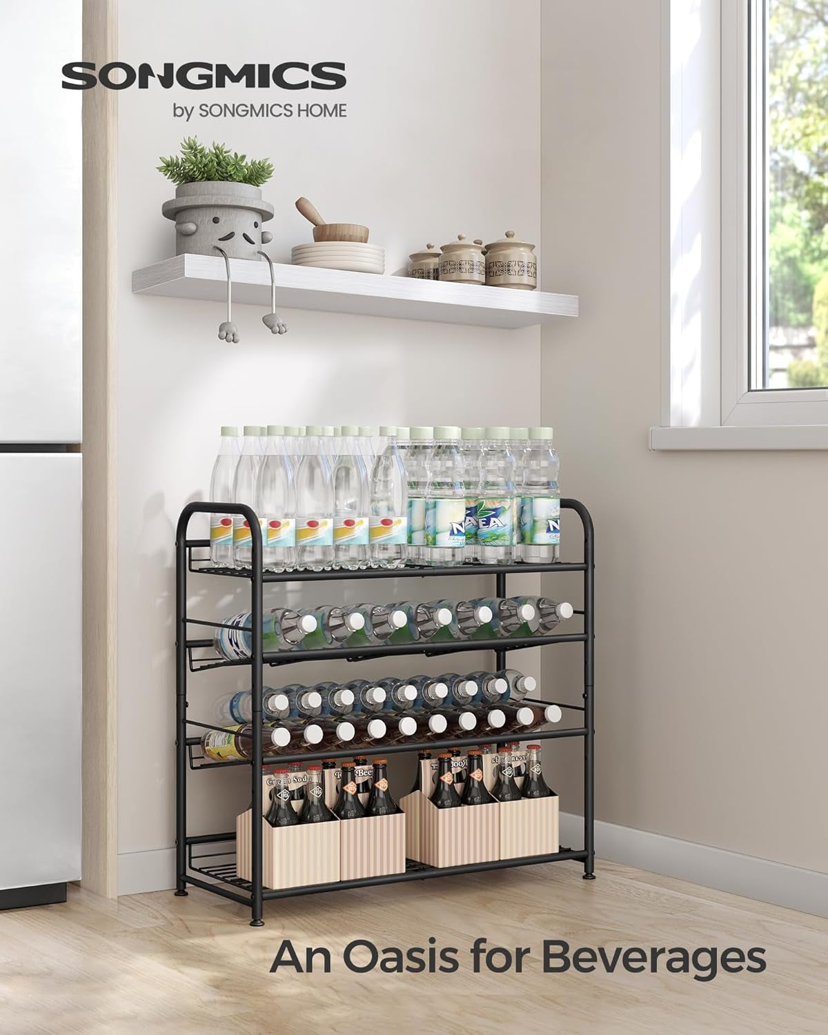 Stackable Shoe Rack, 4 Tier Metal Shoes Rack Storage Shelf, Holds up to 20 Pairs Shoes, Adjustable Slanted Shelves Shoe Tower Organizer for Closet Entryway Small Spaces, Black