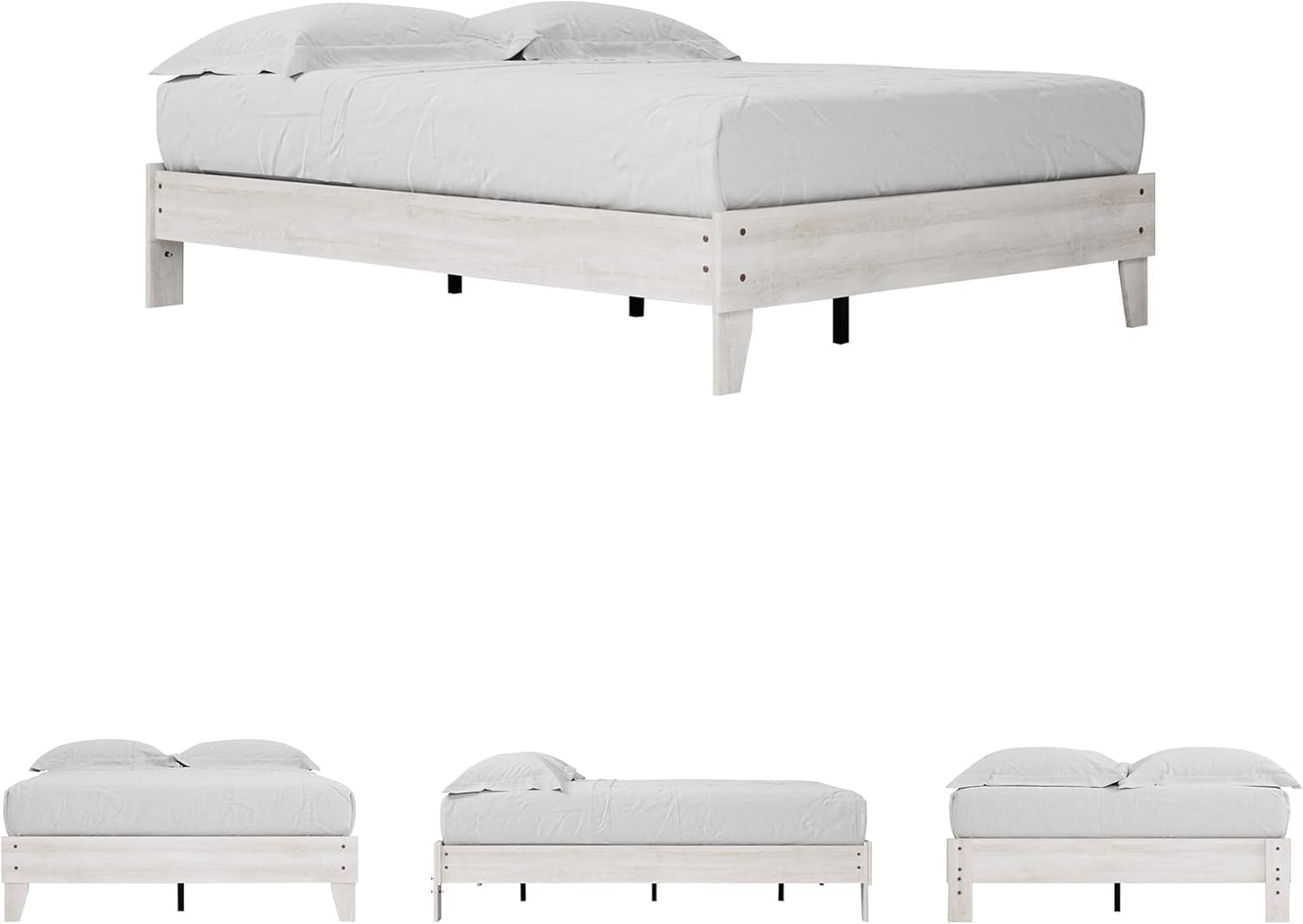 Shawburn Modern Farmhouse Platform Bed, Queen, Whitewash